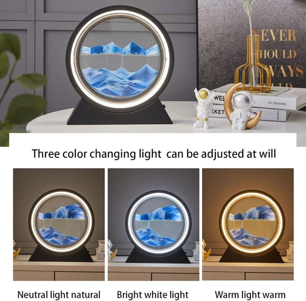 Blå 3D LED Bevægelig-Sand Lampe – Skrivebords Natlampe Julegave