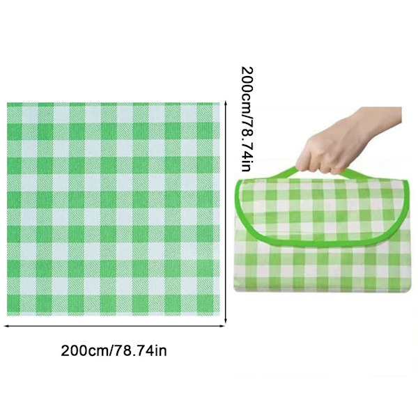 Piknikviltti, vedenpitävä retkiviltti 200 x 200 cm, piknikviltti kantokahvalla, taitettava, sopii 4-6 hengelle