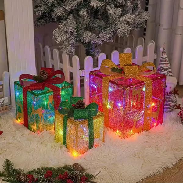 Julbelysnings-presentask, 3-pack, in- och utomhusdekoration