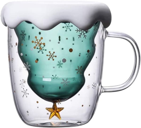 Sød julekrus med dobbeltvæg, isoleret glas til kaffe/te