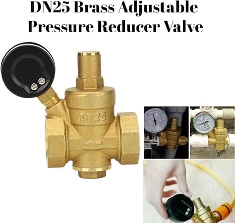 Messing trykregulator DN25 sikkerhedsventil justerbar vandtryksregulator regulator trykreduktion + trykmåler