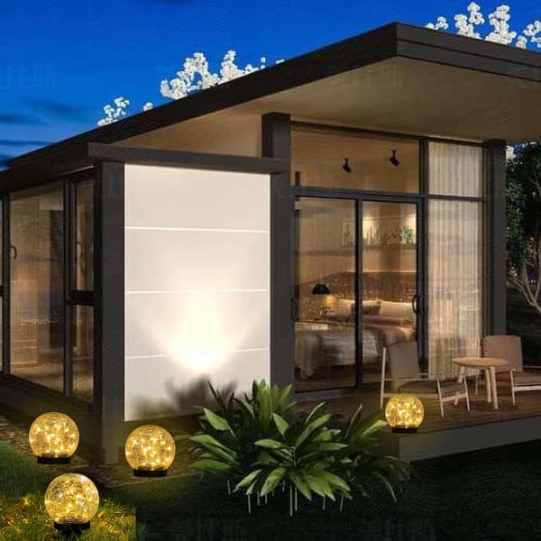 LED solcelle glass crack globe lampe, hagelampe, utendørs dekorasjon