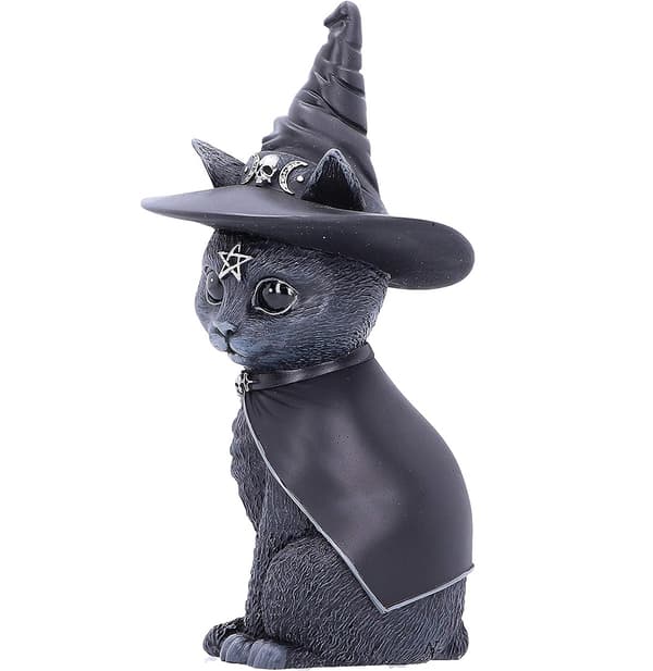 Halloween Mystisk Kat med Heksehat Figur, Sort