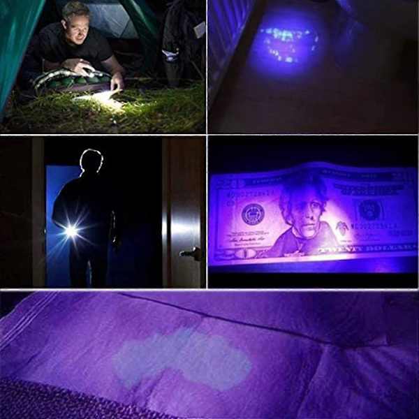 UV-taskulamppu, UV LED -taskulamppu, UV-taskulamppu 395 nm LED-mustavalotaskulamppu