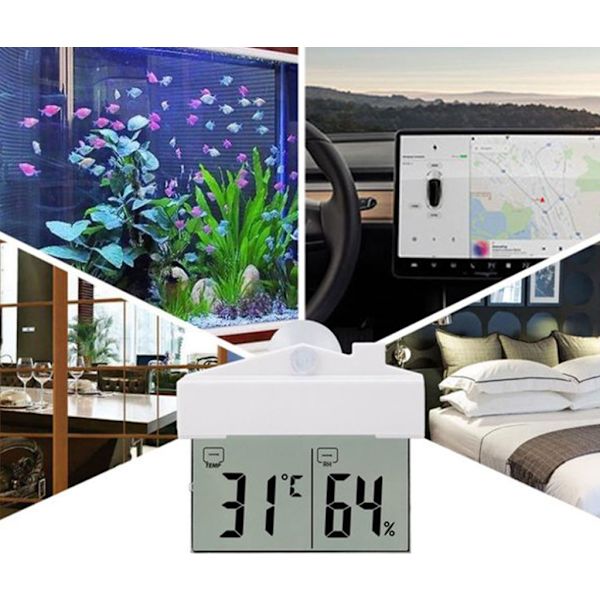 Vind termometer digitalt LCD hygrometer, innendørs og utendørs selvklebende vind termometer