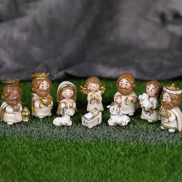 Julkrubba Dekorationsset Jesusbarn Staty Harts Konst Hantverk