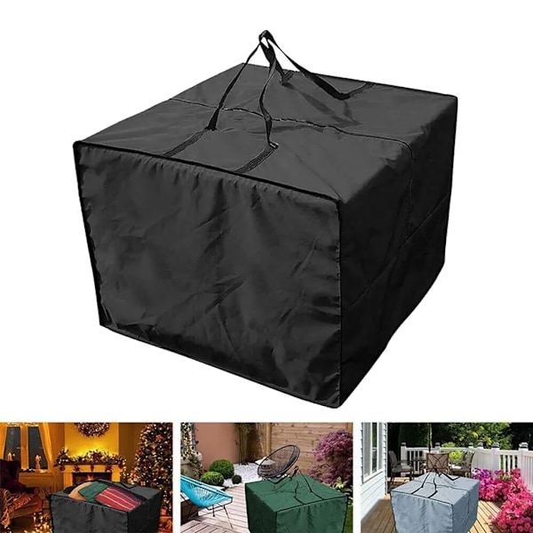Vandtæt beskyttelsesbetræk til havemøbelhynder opbevaringspose sædehynde, 210D Oxford, 81 x 81 x 61 cm, (sort)