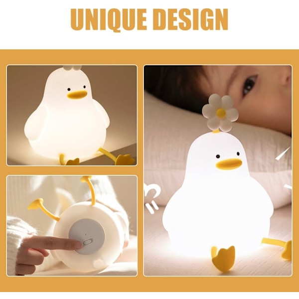 Liten anka Pat Light för hem, sovrum, söt nattlampa