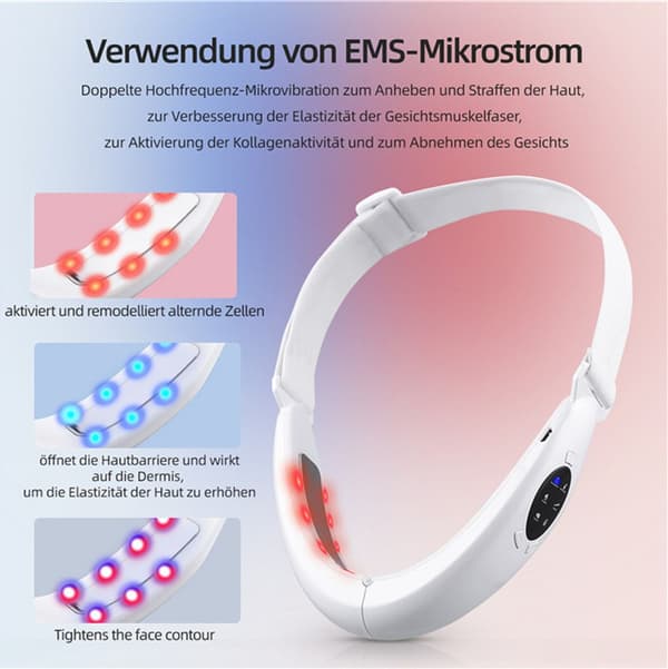 Mikrostrøm V-formet ansigtsmassager til reduktion af dobbelthage (Grøn)