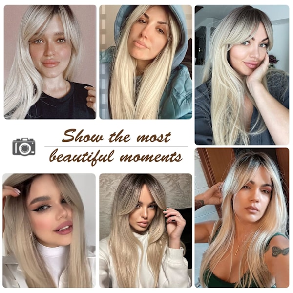Dammode gradient blond lugg lockar svans peruk