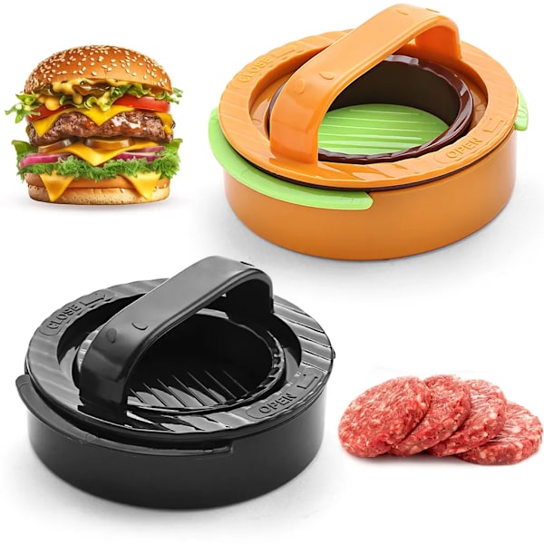 2-pack 3-i-1 hamburgerpress, hamburgerpress, hamburgerformningsmaskin, köttfärsbiff köttbullepress, hamburgerköttfärsbiffpress