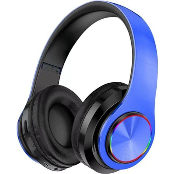 Blå Bluetooth Over-Ear Hovedtelefoner – Foldbar Mikrofon SD/TF/FM til Telefon/PC