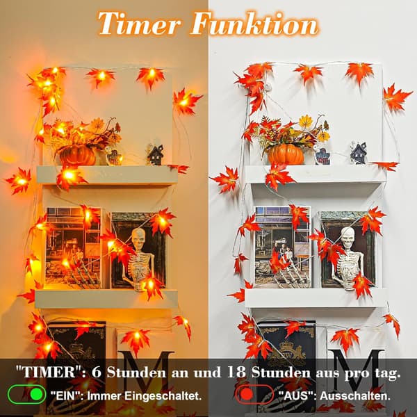 Høstfe-lys, 3m 20 LED Halloween Fe-lys