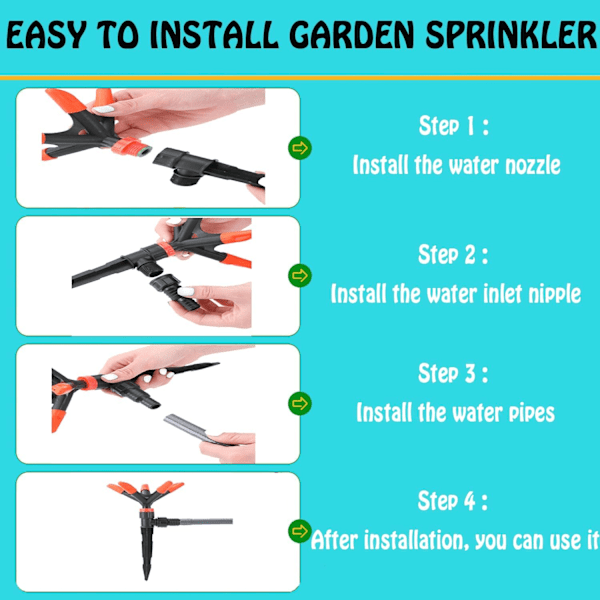 360 ° automatisk roterende sprinklerhoved med dyse, justerbar