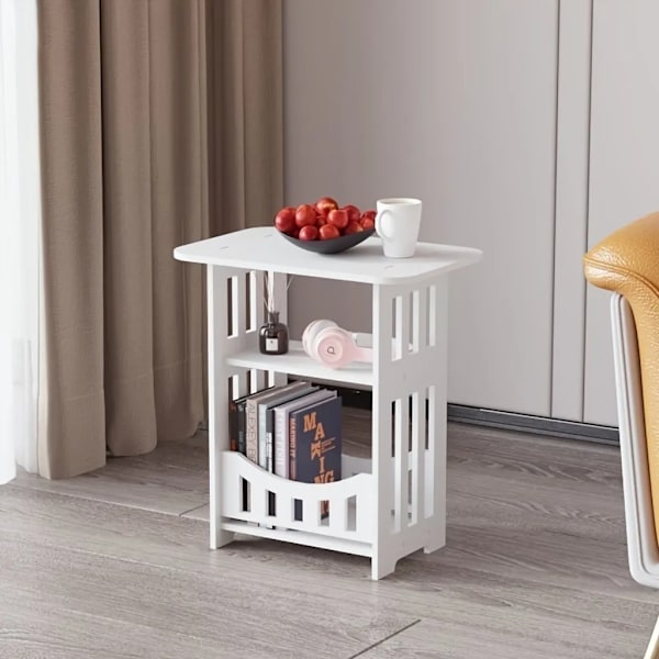 Sidebord, sengebord 3 niveauer, 32x22x40cm, sofabord, sofabord, til soveværelse, stue, hvid