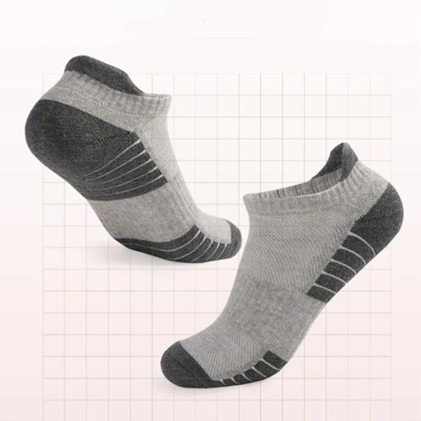 6 par sneakersokker til kvinder og mænd, sportsokker med polstring, åndbare bomuldssokker (lysegrå, M39-42)