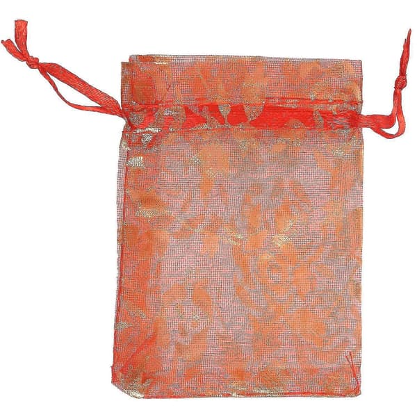 100 st 7x9cm Ros Organza Dragsko Present Smyckesväskor Röd