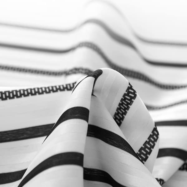 Sort-hvid bruseforhæng sildebensvævet bruseforhæng zigzag blæk chevron bondegårds bruseforhæng