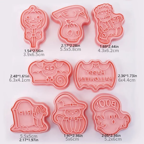 Kjeksformsett 8 deler 3D trykkbar kjeksformsett - Blomsterdeigkutter for kjøkkenbaking