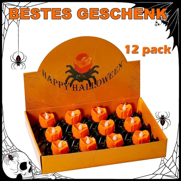 Halloween Edderkop Lyslygter, 12 stk.