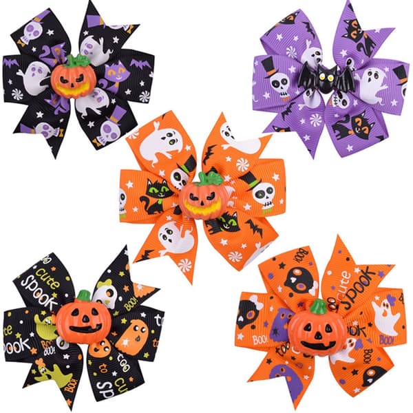 Halloween Græskar-Lanterne Sløjfe Hårspænder, 5 stk.
