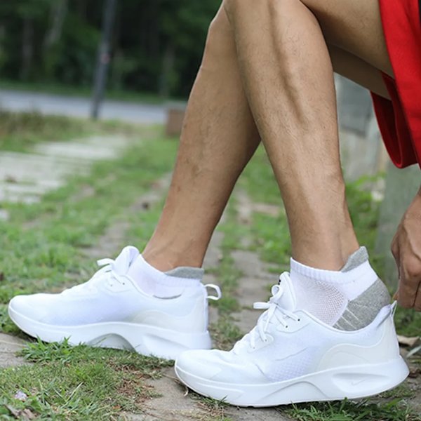 6 par sneakersokker til kvinder og mænd, sportsstrømper med polstring, åndbare bomuldssokker (hvid, L43-46)