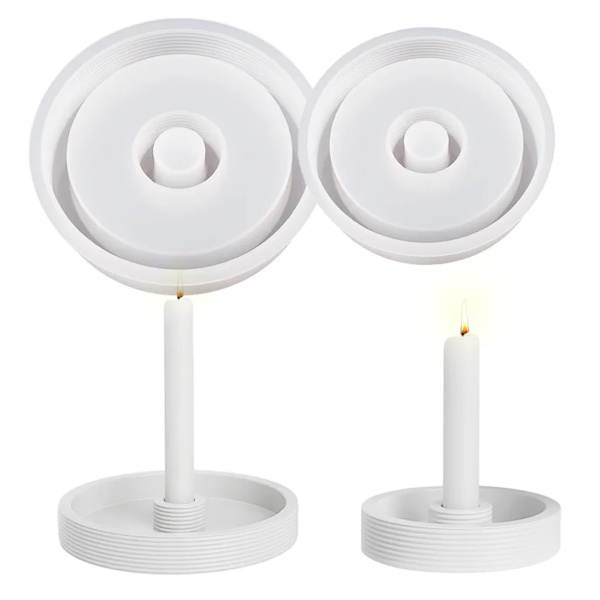 2x Silikonform Ljusstake, Rund Form Ljusstake, Harts Epoxy DIY Silikon Ljusform (Stor + Liten)