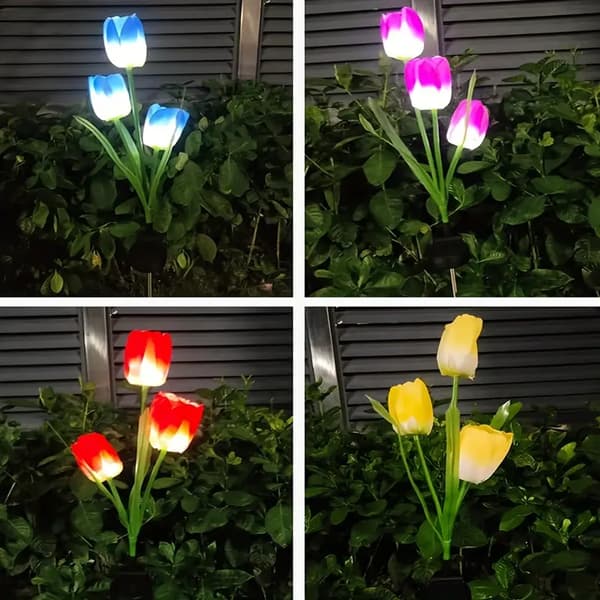 LED-tulipsolcelle-udendørslampe, havekontakt-plænelampe