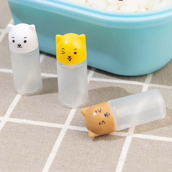 5-pack Mini Ketchupflaska Honungsflaska Bärbar Kryddflaska Såsflaska Salladsdressingflaska Pressflaska Besticklåda Lunchlåda Tillbehör