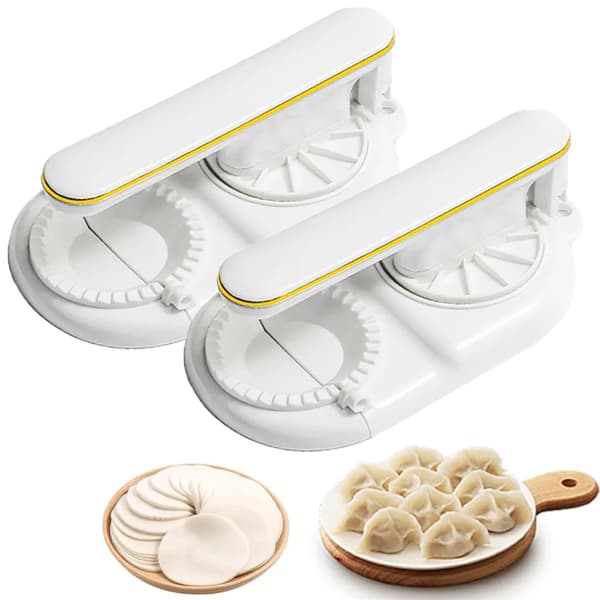 2 stk. Manuel Dejpresse DIY Dumpling Maker, 2-i-1 Dumplingform, til køkkenhjælper i fremstilling af Dumpling Ravioli (hvid)