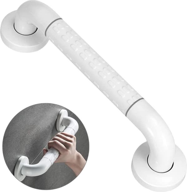 Halkfri stödhandtag för badrum och dusch, väggmonterad säkerhetshandtag, vit - 30 cm