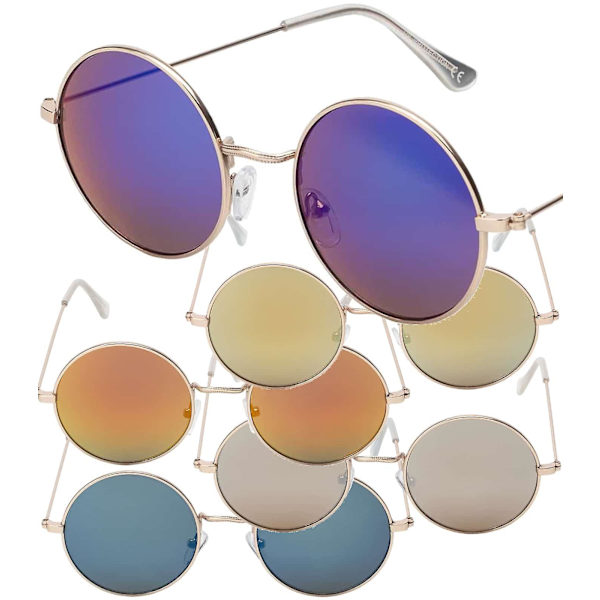 Runda unisex solglasögon med spegelglas