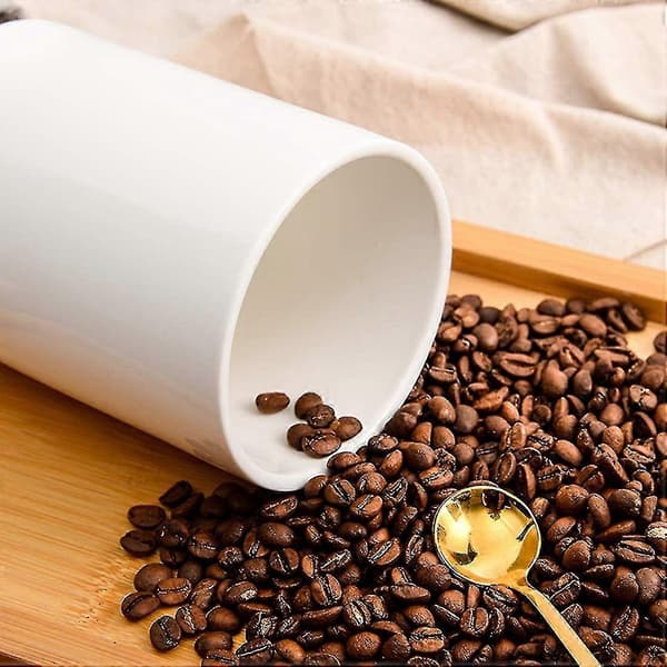 Set med 2 keramiska matburkar med bambulock - Keramiska kaffeburkar
