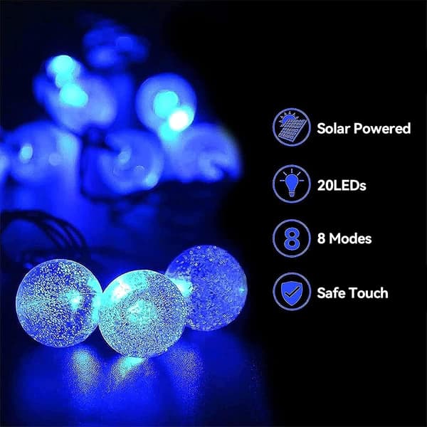 Solcellslinga utomhus vattentät IP65 20ft 20 LED 8 lägen)