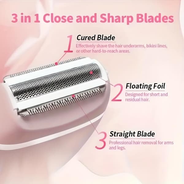 Trådløs elektrisk epilator, avtakbar, rosa