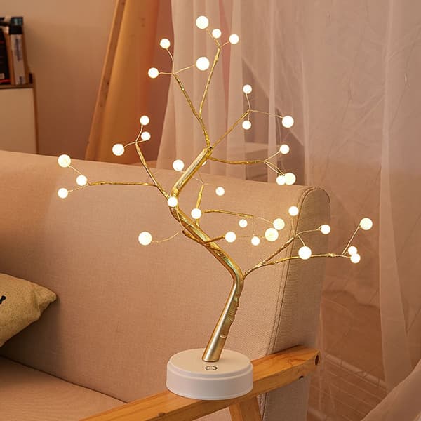 36 LED Bonsai Tre Lys, Batteri/USB, Varm Hvit, Jul
