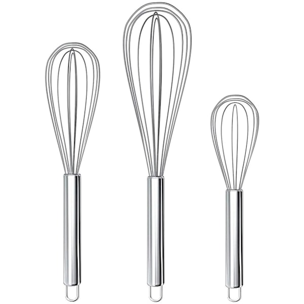 Rustfrit æggebærer i rustfrit stål manuelt rustfrit stål mixer æggebærer 3-delt sæt 8 tommer, 10 tommer, 12 tommer