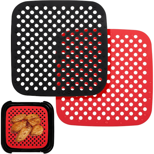 Set of 2 Reusable Silicone Air Fryer Liners Heat Resistant Round Non-stick Air Fryer Baking Mats Kitchen Baking Accessories