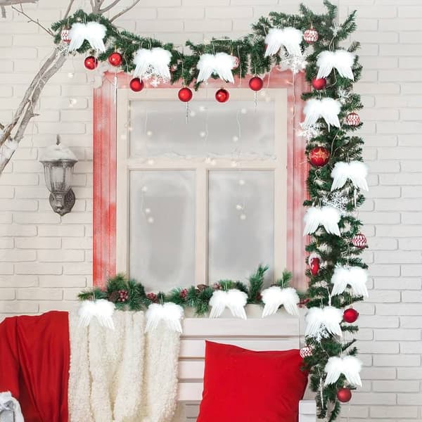 12 engelvinger julepynt - hvide fjer, meget velegnet til DIY-håndværk og julepynt