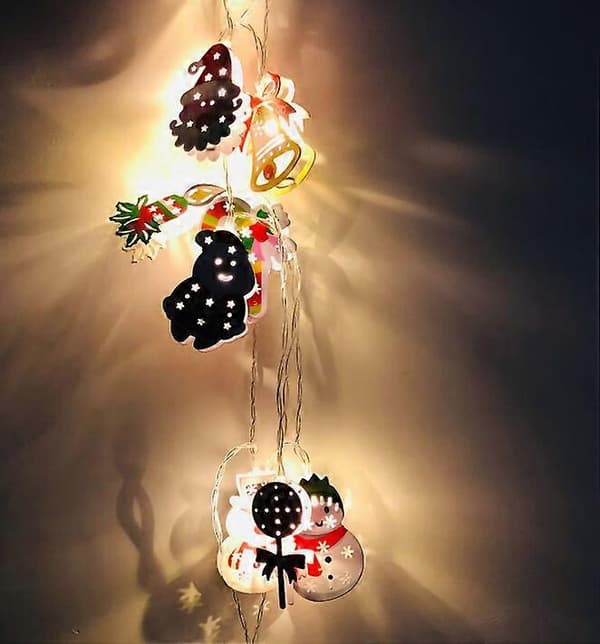 Dekorative LED-lys med Julenissehode - 3m, 20 lys - USB-modell