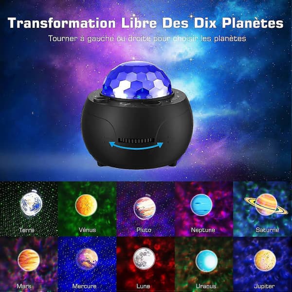 32-tilstands 10-Planet Stjerneprojektor – Genopladelig Bluetooth Natlampe til Børn