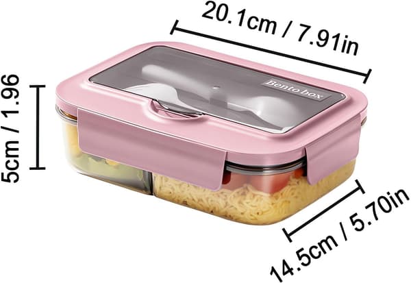 Bärbar delad lunchlåda, 1400 ml, mikrovågsugnslåda
