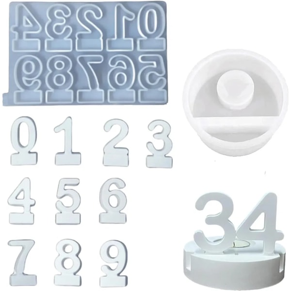 Silikoneform, silikoneform lysestage, silikoneform lysestage, gipsform til støbning (tal 0-9)