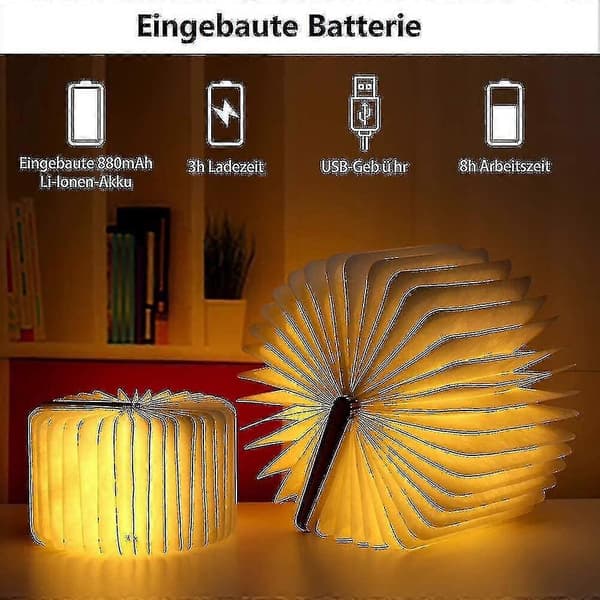 Tre Boklampe, Sammenleggbar Boklampe Dekor, Varm Hvit
