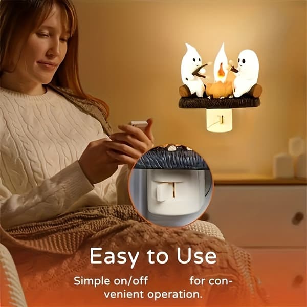 3D LED Flakkende Spøgelses-Ild Natlampe – USB Mini Bålflamme til Halloween