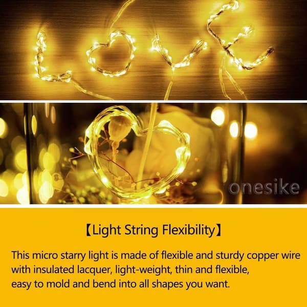 12 Batteridrivna Koppar Slingor, 20LED 2m, Vattentät, Varm