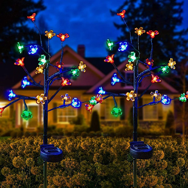 LED solcelle kirsebærtræ lampe, 2 justerbare tilstande, gårdhave dekoration