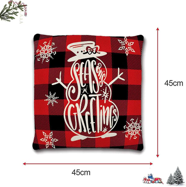 4 Juleputetrekk i Lin, 45x45cm, Glad Trykk, Sofadekor