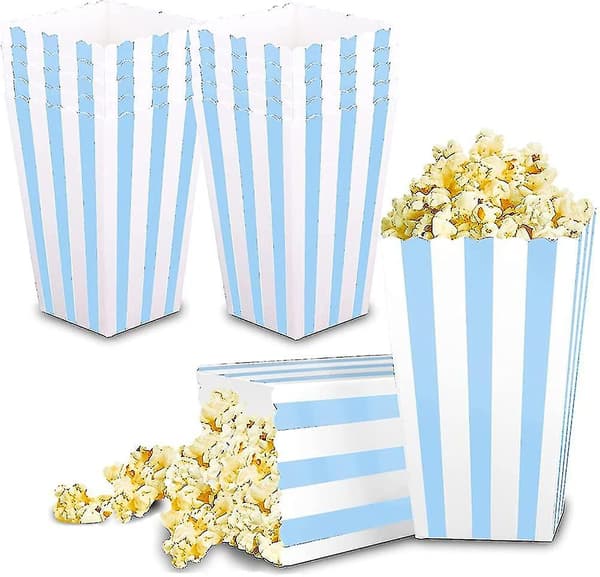 12 Stykker Popcornæsker Popcorn Slikæsker til Julefødselsdagsfest, Blå