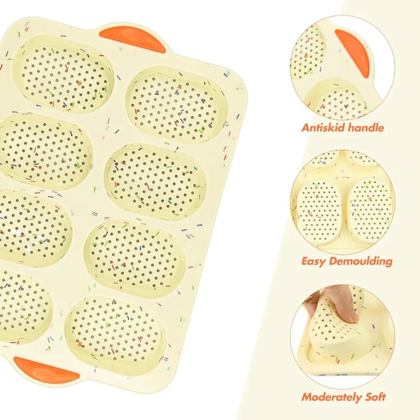 Mini baguette bageplade, non-stick pande med huller, brødbageplade, bagning af baguette